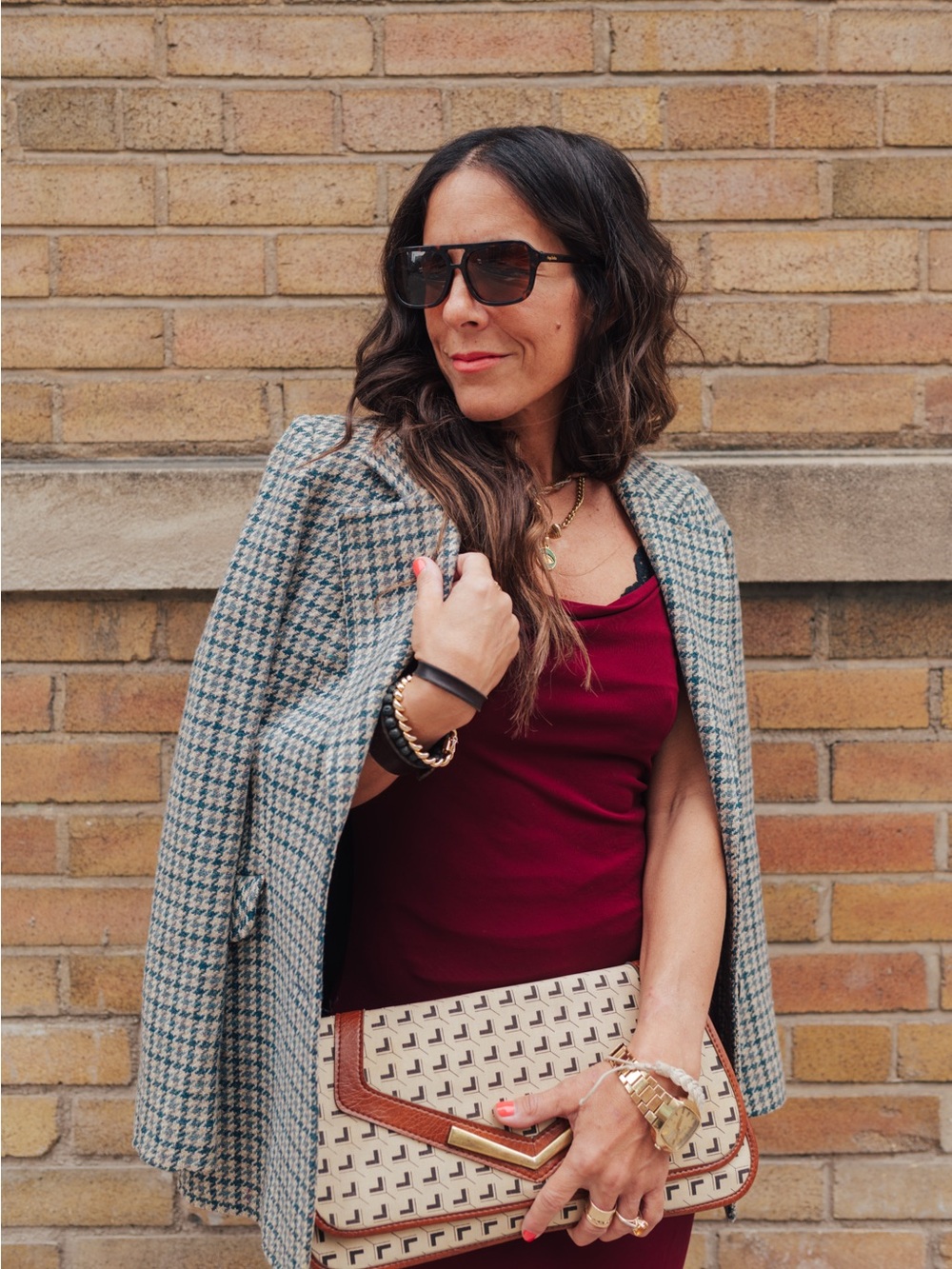 Old Money Academia Vintage Wool Houndstooth Blazer